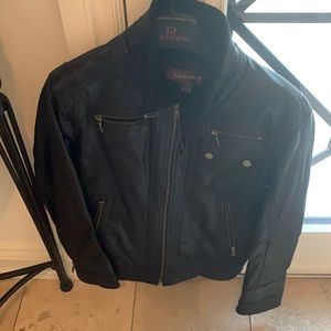 Danier worn once black leather young mans jacket- same jacket in stores